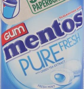 Mentos Pure Fresh Sugar-Free Chewing Gum with Xylitol, Fresh Mint, in a recyclable 90% Paperboard Bottle, 80 Piece (Pack of 1)