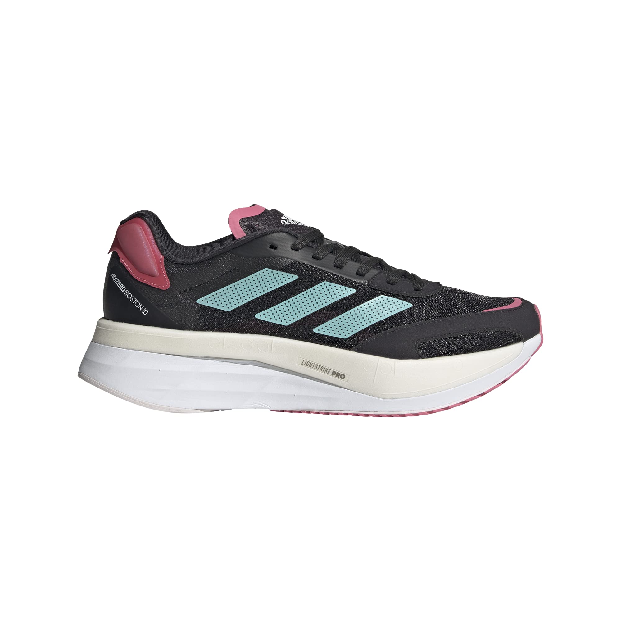 adidas Women's Adizero Boston 10, Carbon/Mint Ton/Rose Tone, 9 Wide