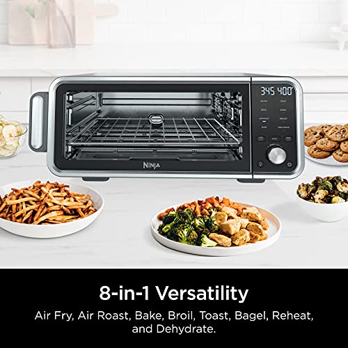 Ninja SP201 Digital Air Fry Pro Countertop 8-in-1 Oven with Extended Height, XL Capacity, Flip Up & Away Capability for Storage Space, Basket, Wire Rack Crumb Tray, Silver (Renewed), Black