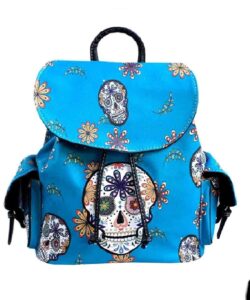 texas west western sugar skull concealed carry backpack with adjustable straps in 4 colors (turquoise)