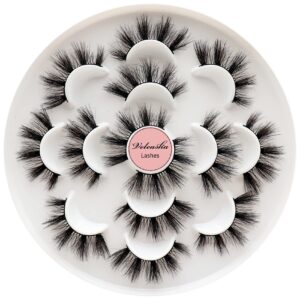 veleasha 5d faux mink lashes handmade luxurious volume fluffy natural false eyelashes 7 pairs (sugar)