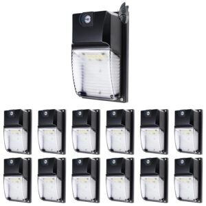 ltblight 12 pack led wall lights with dusk to dawn photocell sensor,1980lm 5000k wall pack light fixture 18w (=60-100w hps/hid), ip65 waterproof outdoor patio security lighting etl listed