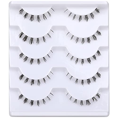 Lower Lashes 5 Pairs Clear Band Bottom Lashes False Eyelashes Natural Look Demi Wispies lashes Strip Eye Lashes Under Lashes Extensions Soft Handmade Fake Lashes Pack by Zenotti