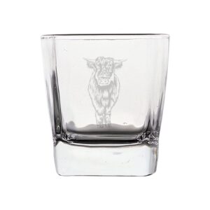highland cow crystal stemless wine glass, whiskey glass etched funny wine glasses, great gift for woman or men, birthday, retirement and mother's day