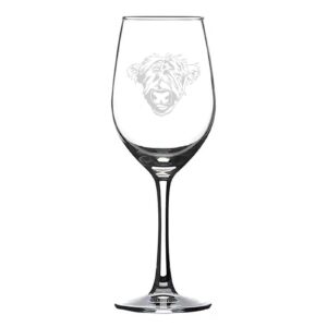 highland cow hand blown printed wine glasses,crystal etched funny wine glasses, great gift for woman or men, birthday, retirement and mother's day 17oz