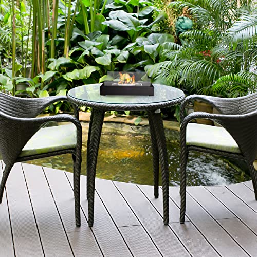 Bio Ethanol Tabletop Fire Pit Set – 2-Pack Indoor or Outdoor Smokeless Portable Fireplace – Clean Burning 360-View Modern Décor by Northwest (Black)