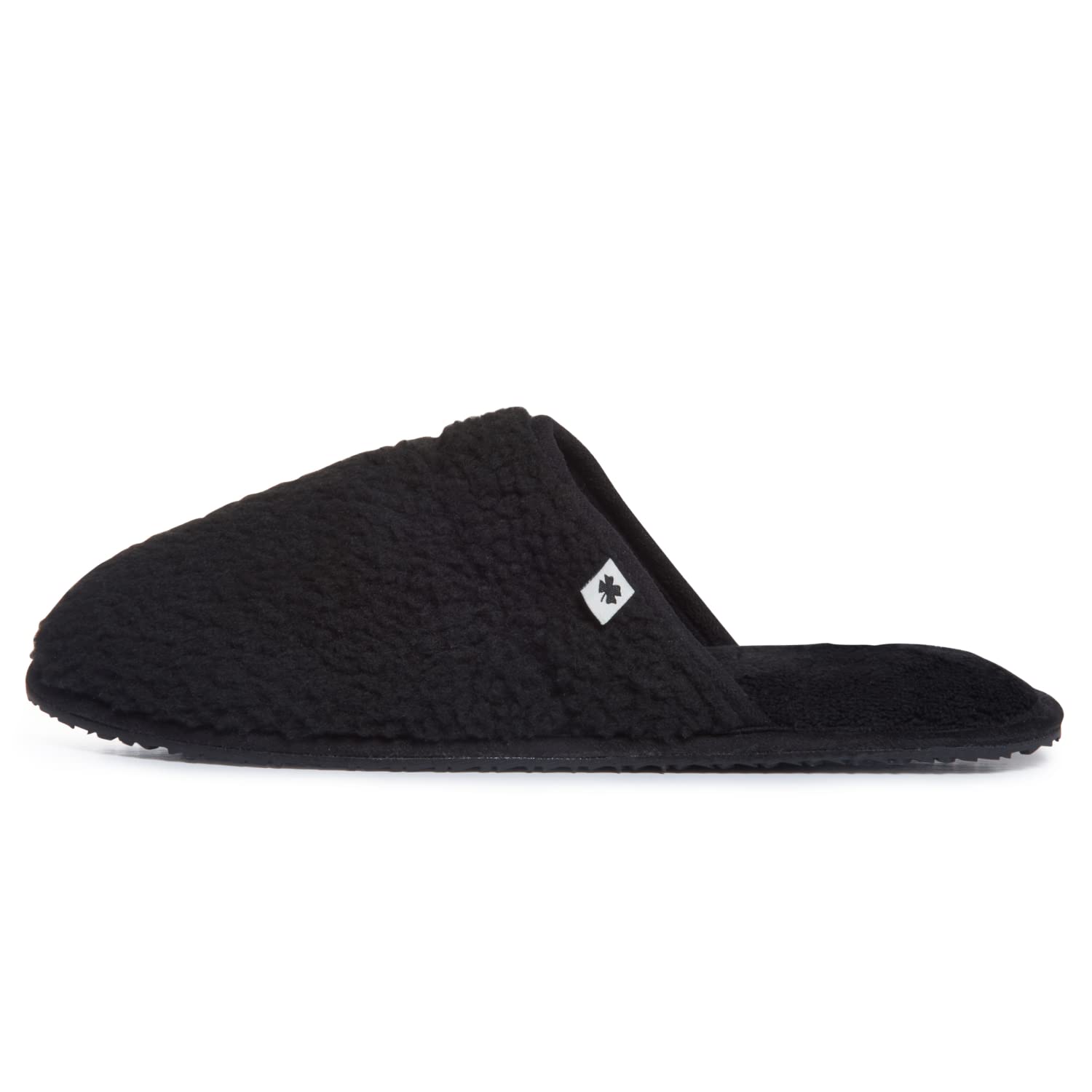 Lucky Brand Mens Sherpa Memory Foam Scuff Slippers, Slip On House Bedroom Slipper, Warm Indoor Slide, Black, Large