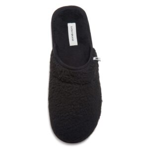 Lucky Brand Mens Sherpa Memory Foam Scuff Slippers, Slip On House Bedroom Slipper, Warm Indoor Slide, Black, Large