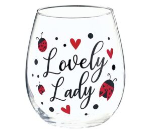 ladybug lovely lady stemless wine glass with a clear gift box 16oz