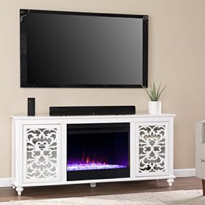 sei furniture maldina electric fireplace tv stand for tvs up to 56 inches with color changing led flame, white