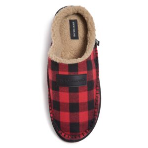 Lucky Brand Men's Plaid Memory Foam Slip On Clog Slippers, Indoor Outdoor Mens House Shoes, Warm Bedroom Clogs Slipper for Men, Red, Large