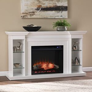 sei furniture henstinger electric fireplace w/bookcase, white