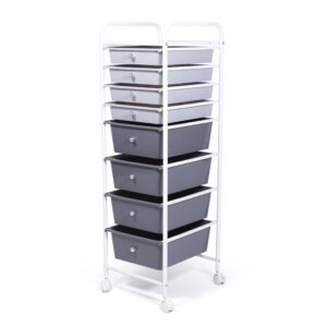humble crew essentials 8 drawer rolling storage cart with wheels, grey