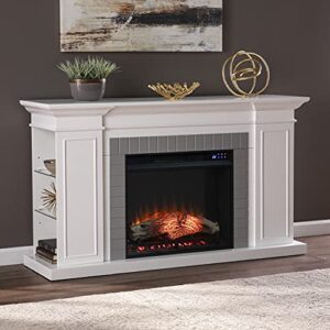 sei furniture rylana bookcase electric fireplace, white