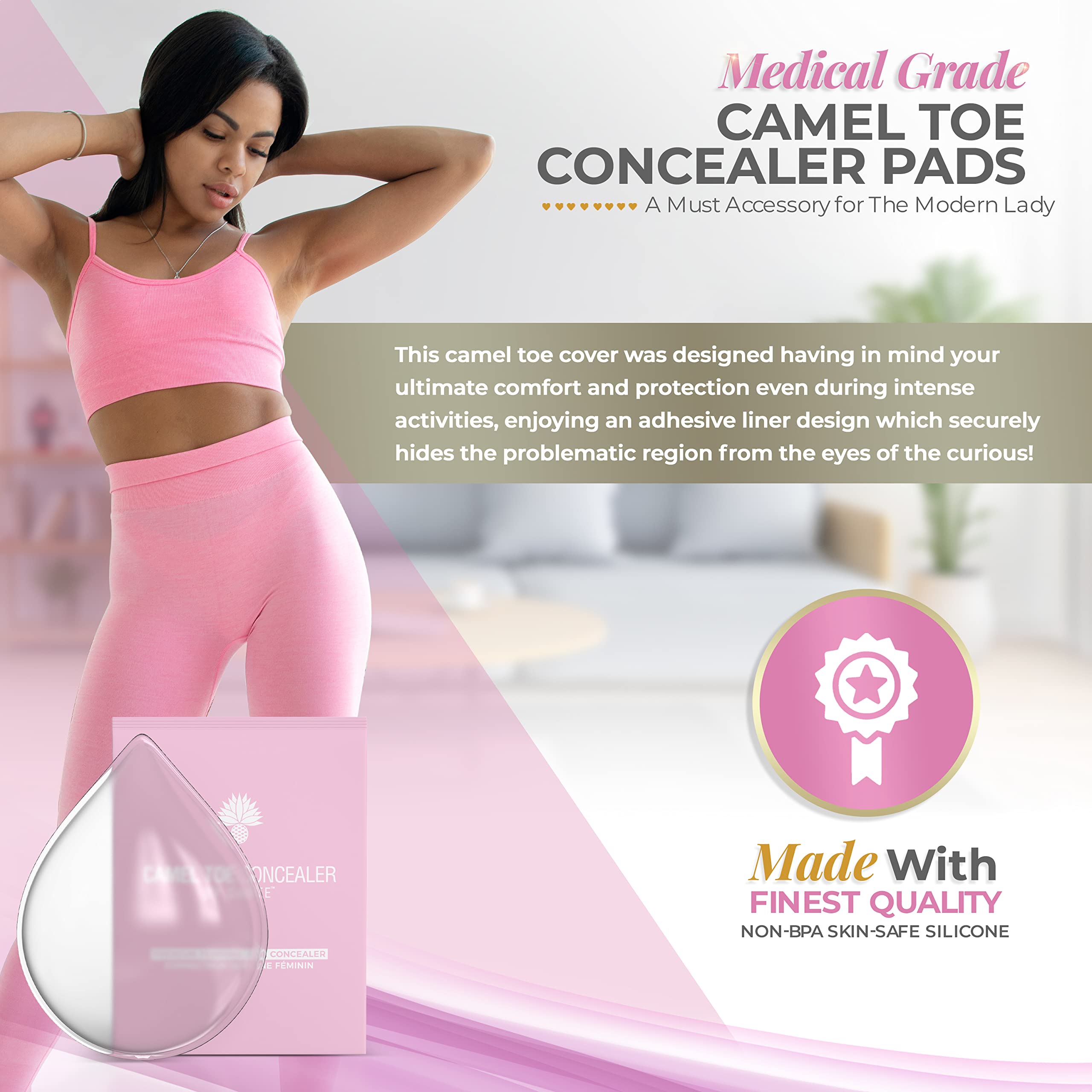 DANTE Camel Toe Concealer – Skin Friendly Silicone Adhesive Camel Toe Guard for Women Activewear – Reusable and Safe – Protective Packaging – Ideal for Swimsuit, Yoga Pants, Leggings