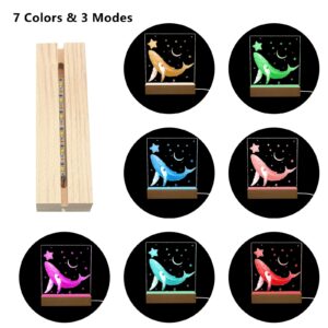 SYWAN 2Pack 6" Wood Rectangle Display Pedestal,Wooden Rectangle Colorful Lights Display Base for Acrylic and Plexiglass,Wood Night LED Light Lamp Base