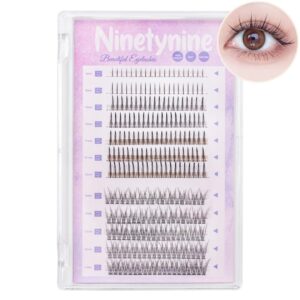 ninetynine 240pcs mixed pack c curl false eyelash extension individual lashes lower bottom lash (5-6mm) fairy style a shape (10-12mm) fish tail (9-11mm) natural clusters, 240 count (pack of 1)