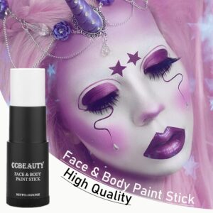 CCBeauty Clown White Face Body Paint Stick Oil, White Eye Black Sticks for Sports, Cream Skeleton Joker Mime Foundation Makeup, Hypoallergenic Face Painting Kit for Halloween SFX Cosplay Costume Party