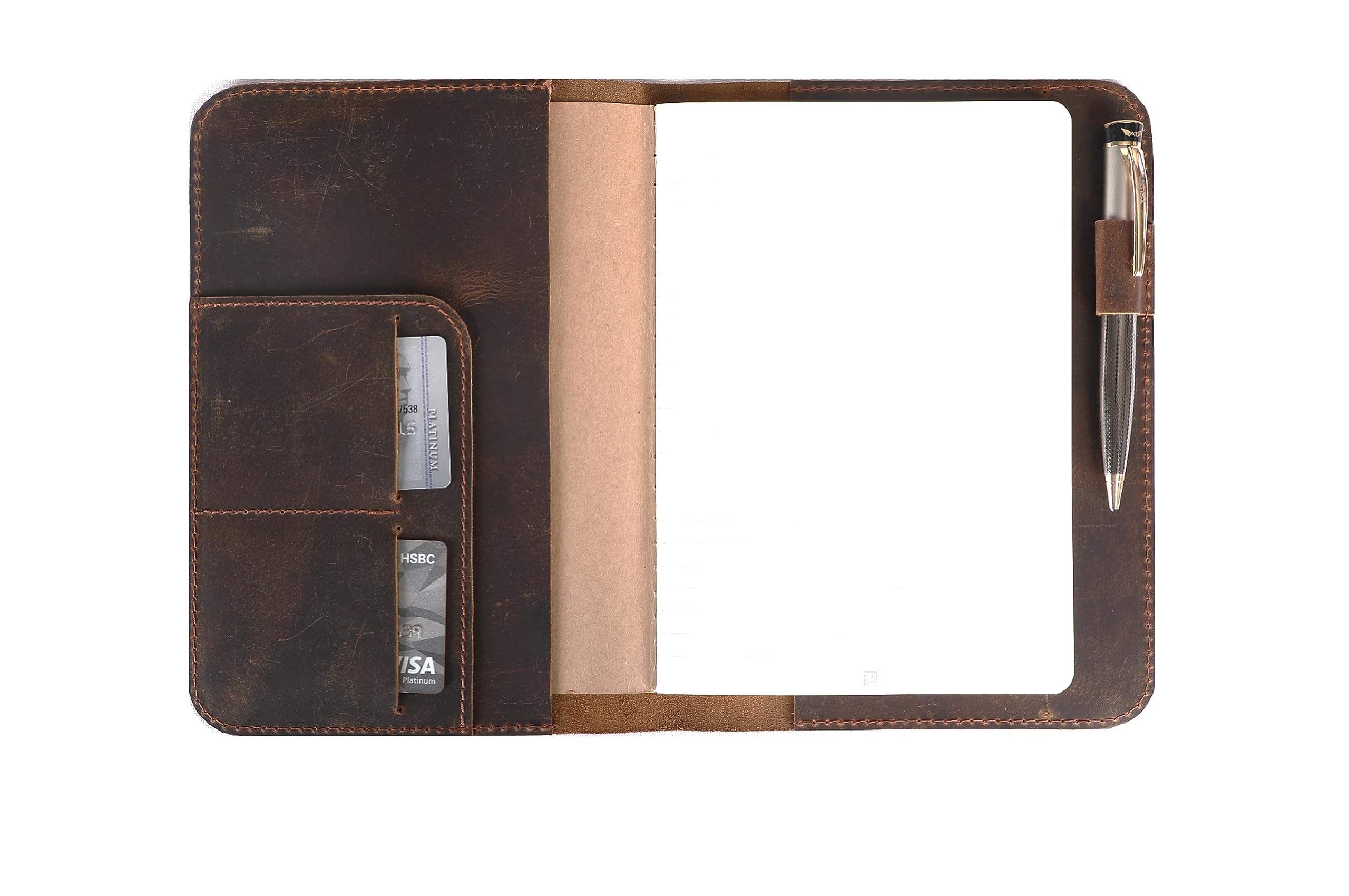 The Antiq Leather Journal Cover, A5 Diary Cover, Planner Cover- Brown 5.75x8.25