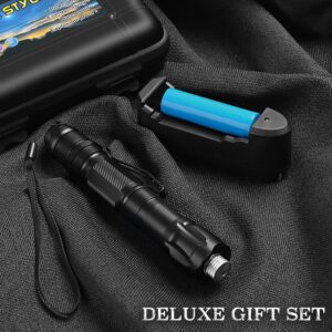 DDG High Power Iaser P0INTER, 6000ft Ultra Long Distance Led Flash Light with 4 Modes, Pocket-Sized Handheld Flashlight for Camping, Running, Emergency