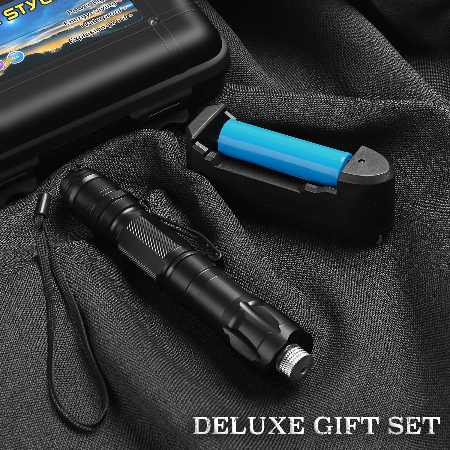 DDG High Power Iaser P0INTER, 6000ft Ultra Long Distance Led Flash Light with 4 Modes, Pocket-Sized Handheld Flashlight for Camping, Running, Emergency