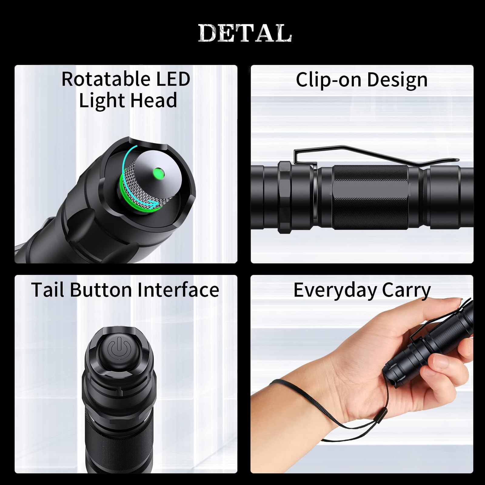 DDG High Power Iaser P0INTER, 6000ft Ultra Long Distance Led Flash Light with 4 Modes, Pocket-Sized Handheld Flashlight for Camping, Running, Emergency