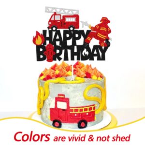 Fireman Cake Topper Fire Hydrant Truck Firefighter Helmet Alarm Engine Themed for Kids Boy Girl Happy Birthday Party Cake Decoration