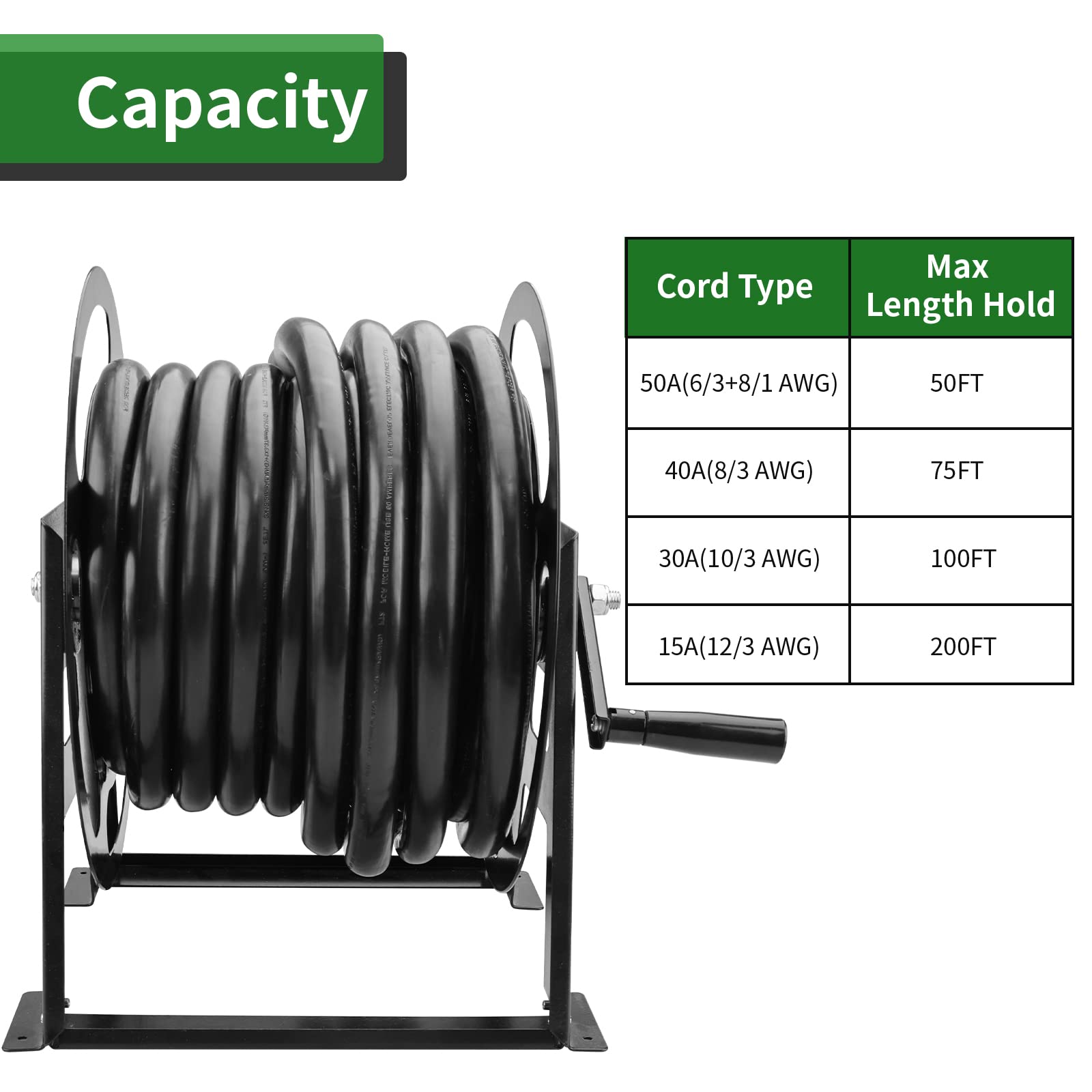 RVGUARD 4 Prong 30 Amp 75 Feet Generator Extension Cord with Heavy Duty Cord Reel