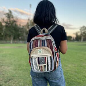 Small 13" Cotton stripe hemp backpack, hippie backpack, himalayan backpack, macboook 13" backpack, hippie backpack, trekking backpack, traveling backpack, nepali backpack (SMALL 13")