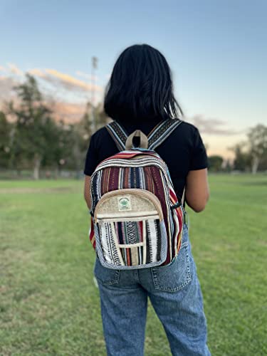 Small 13" Cotton stripe hemp backpack, hippie backpack, himalayan backpack, macboook 13" backpack, hippie backpack, trekking backpack, traveling backpack, nepali backpack (SMALL 13")