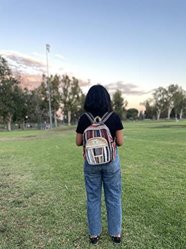 Small 13" Cotton stripe hemp backpack, hippie backpack, himalayan backpack, macboook 13" backpack, hippie backpack, trekking backpack, traveling backpack, nepali backpack (SMALL 13")