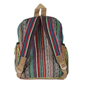 Small 13" Cotton stripe hemp backpack, hippie backpack, himalayan backpack, macboook 13" backpack, hippie backpack, trekking backpack, traveling backpack, nepali backpack (SMALL 13")