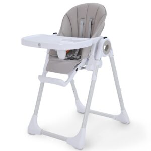 4 in 1 baby high chair, foldable booster seats, adjustable height, reclining backrest and footrest, double removable tray, highchair for toddler and infant