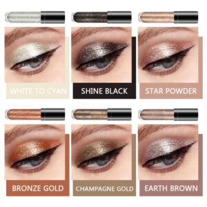 6 Colors Liquid Glitter Eyeliner,Glitter Eyeshadow ,Waterproof Long Lasting Makeup Kits (A)