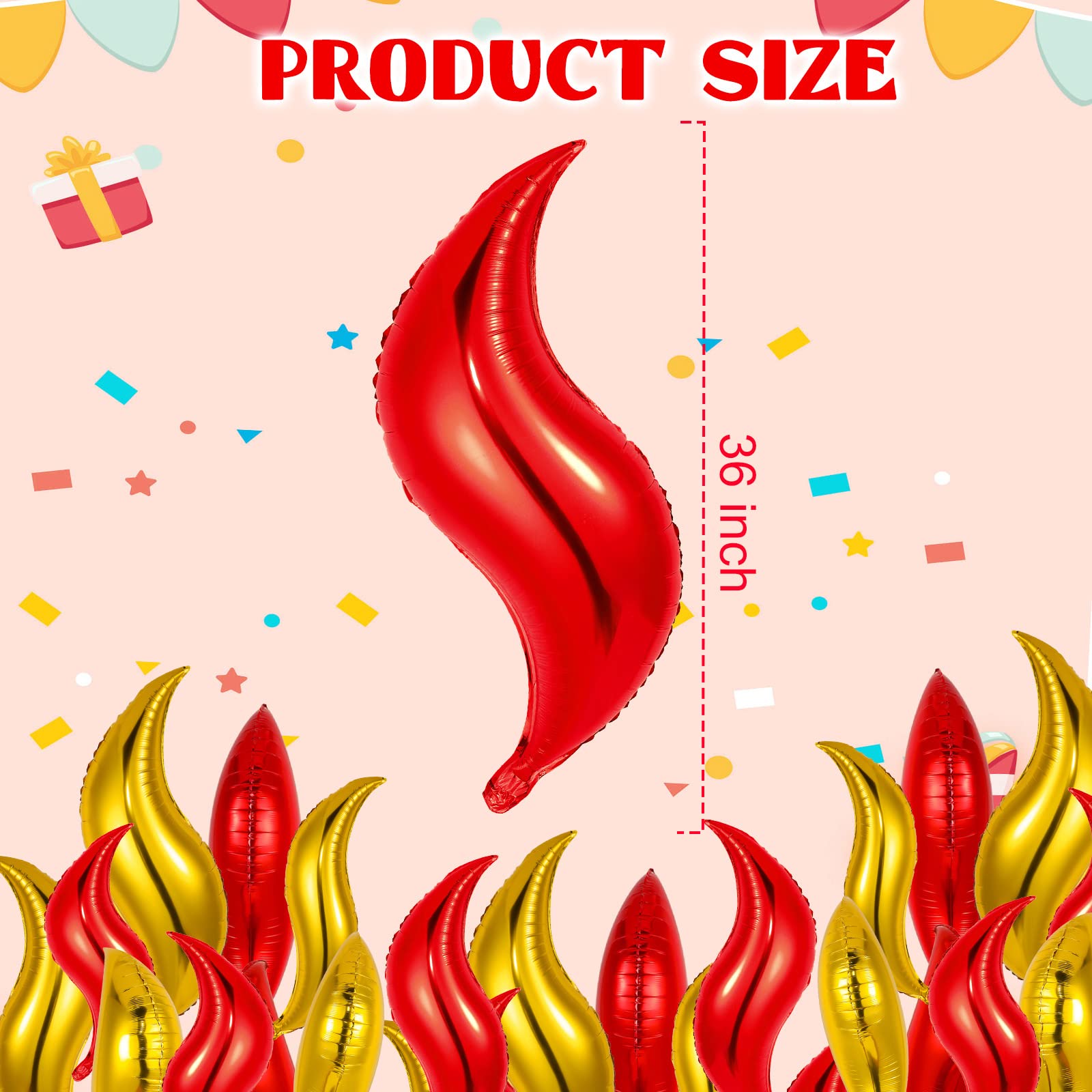 36 Inch 10 Pcs Fire Balloons Extra Large Fire Truck Balloons Flame Balloons Firefighter Birthday Party Decorations Fake Campfire for Hunting Fireman Party Supplies