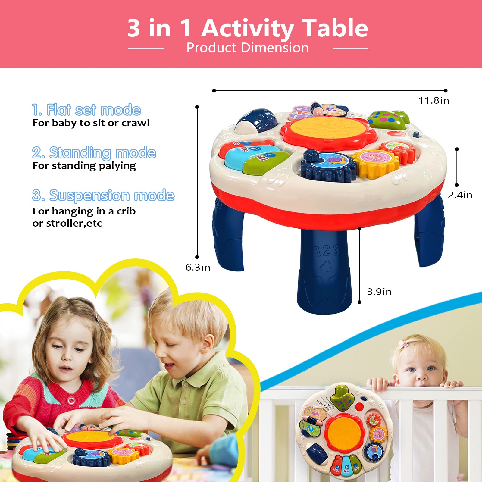 Serdios Baby Activity Table,Touch and Explore Table,Learn and Musical Table,for Baby Toy 3 to 18 Months