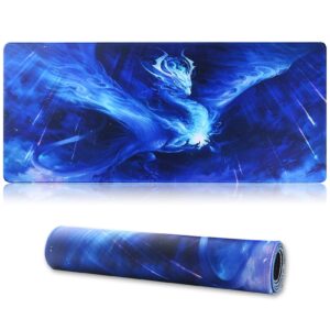 jahosin large gaming mouse pad with stitched edges,[27.5x11.8in] extended mouse pad with non-slip natural rubber base for gamer/desktop/office/home (70x30 bluedragon)