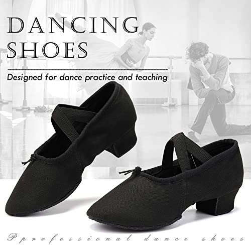 TINRYMX Womens Latin Dance Shoes Closed Toe Ballroom Salsa Tango Teaching Practice Dancing Shoes,Black-3CM,US 6.5