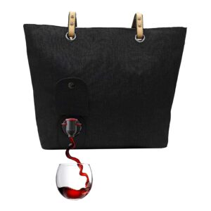 PortoVino Beach City Wine Tote with Hidden, Leakproof & Insulated Compartment, Holds 2 Bottles of Wine! Great for Travel, BYOB Restaurant, Party, Dinner, (Black) and Burgundy Beach City Wine Tote w