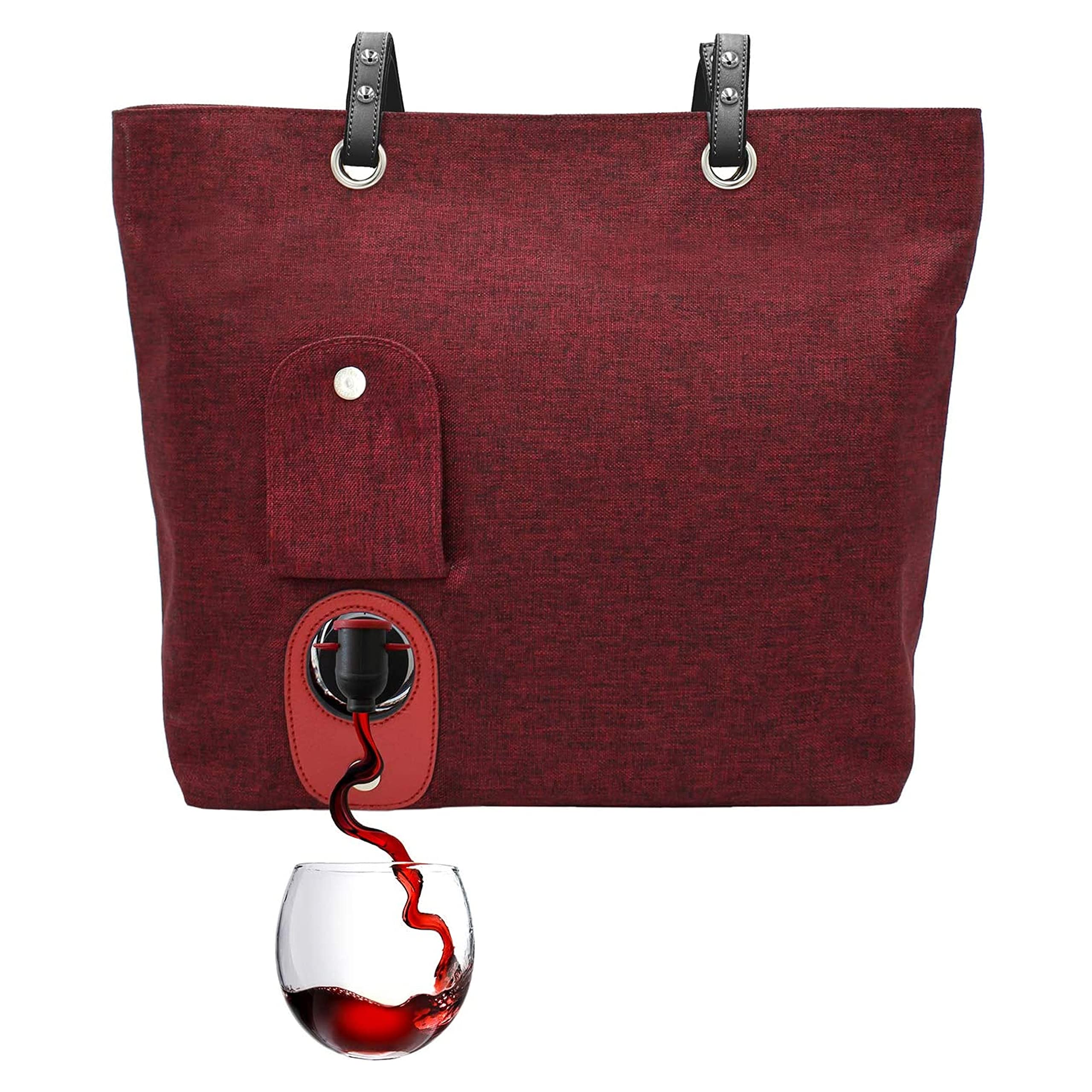 PortoVino Beach City Wine Tote with Hidden, Leakproof & Insulated Compartment, Holds 2 Bottles of Wine! Great for Travel, BYOB Restaurant, Party, Dinner, (Black) and Burgundy Beach City Wine Tote w