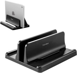 vertical laptop stand space-saving design holder for wacom/huion/xp-pen ten tablet, adjustable desktop notebook dock for macbook pro air, mac, hp, dell, microsoft surface, lenovo, up to 17.3 inches