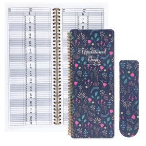 bolimoss flower appointment book - 2024 salon appointment book, daily hourly planner, 11.5" x 4.7", 2 columns, undated, 6am to 9pm, double wire binding, 200 pages, nice bookmark