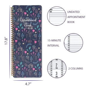 bolimoss Flower Appointment Book - 2024 Salon Appointment Book, Daily Hourly Planner, 11.5" x 4.7", 2 columns, undated, 6am to 9pm, double wire binding, 200 pages, nice bookmark