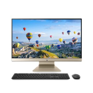asus aio 27” all-in-one desktop computer, amd ryan 7 5700u, 27” led-backlit touchscreen display with nanoedge bezel, 16gb ddr4 ram, 512gb pcie ssd, wired keyboard and mouse, black, windows 11 home