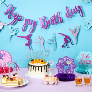 36 Pieces Gymnastics Party Supplies Decoration 2 Gymnastics Birthday Banner 3 Table Honeycomb Centerpieces 12 Cupcake Topper 1 Cake Topper 18 Latex Balloons for Baby Shower Gender Reveal Party Favors