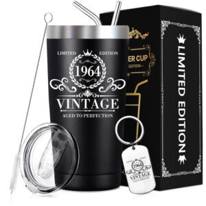 spenmeta 60th birthday gifts for men - 60 year old ideas gifts for men, dad - unique great wedding anniversary for couple - vintage 1964 tumbler cup