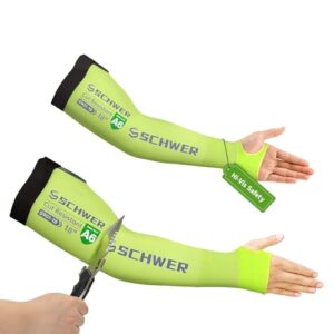 schwer air-skin arm sleeves s901 for thin skin and bruising, ansi a6 cut resistant arm protectors for high risk work, upf50+ uv protection cooling farmer sleeves for gardening, lightweight, breathable