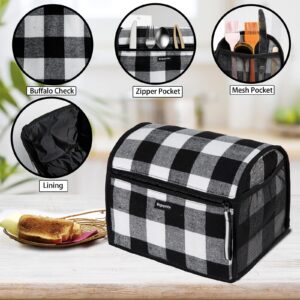 BAGSPRITE Toaster Cover 2 Slice Wide Slot, Toaster Oven Cover Compatible with Cuisinart, Small Bread Cover, 2 Slice Toaster Covers with Zipper Pockets Buffalo Check (Cover Only)