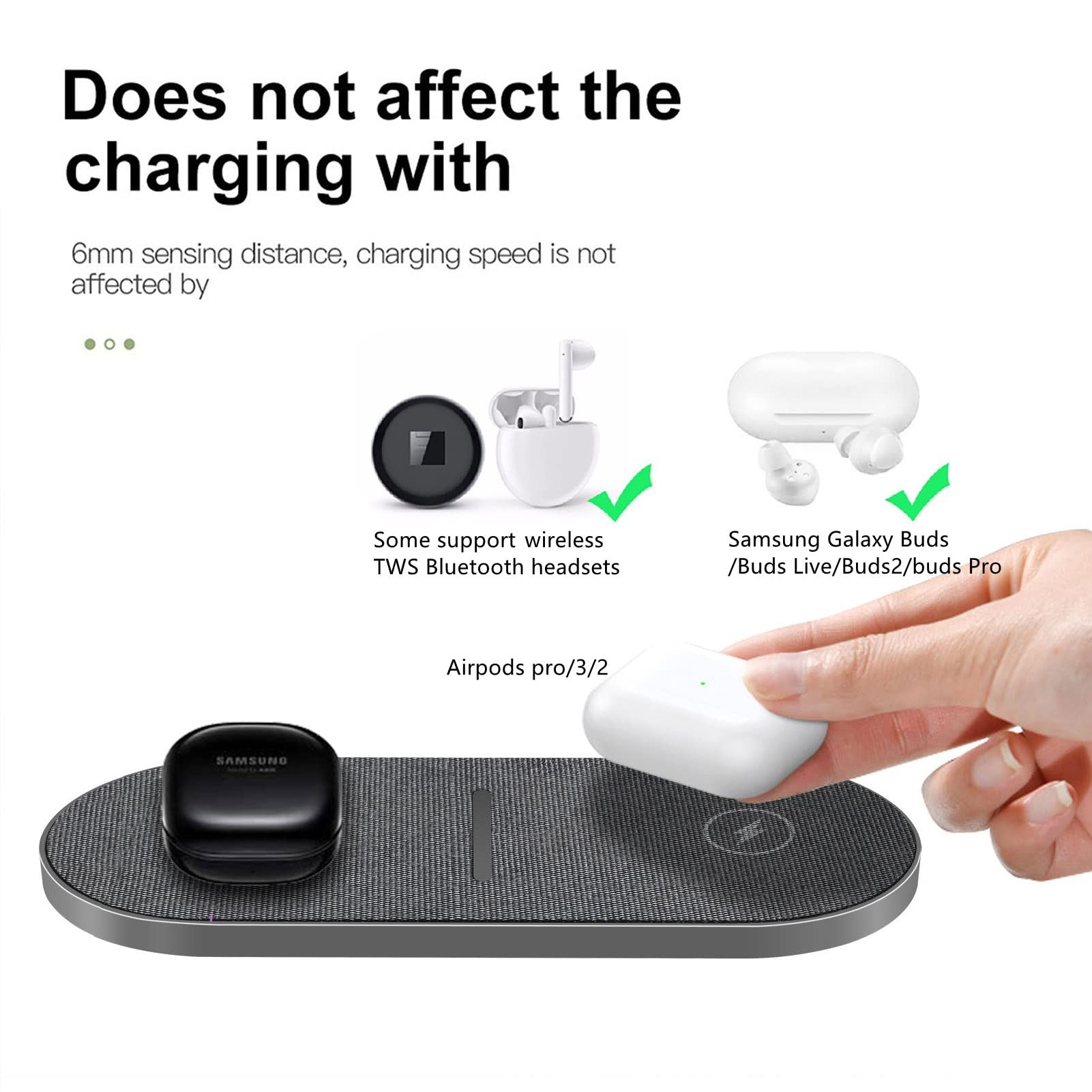 40W Wireless Charging Pad,Dual 20W Charging mat for Apple iPhone 15 14 13 12 11 Pro/Max/Mini/Plus/XS/XR,Airpods 3/2/Pro,2 in 1 Wireless Phone Charger for Samsung,Pixel,Xperia,LG(with PD Adapter)