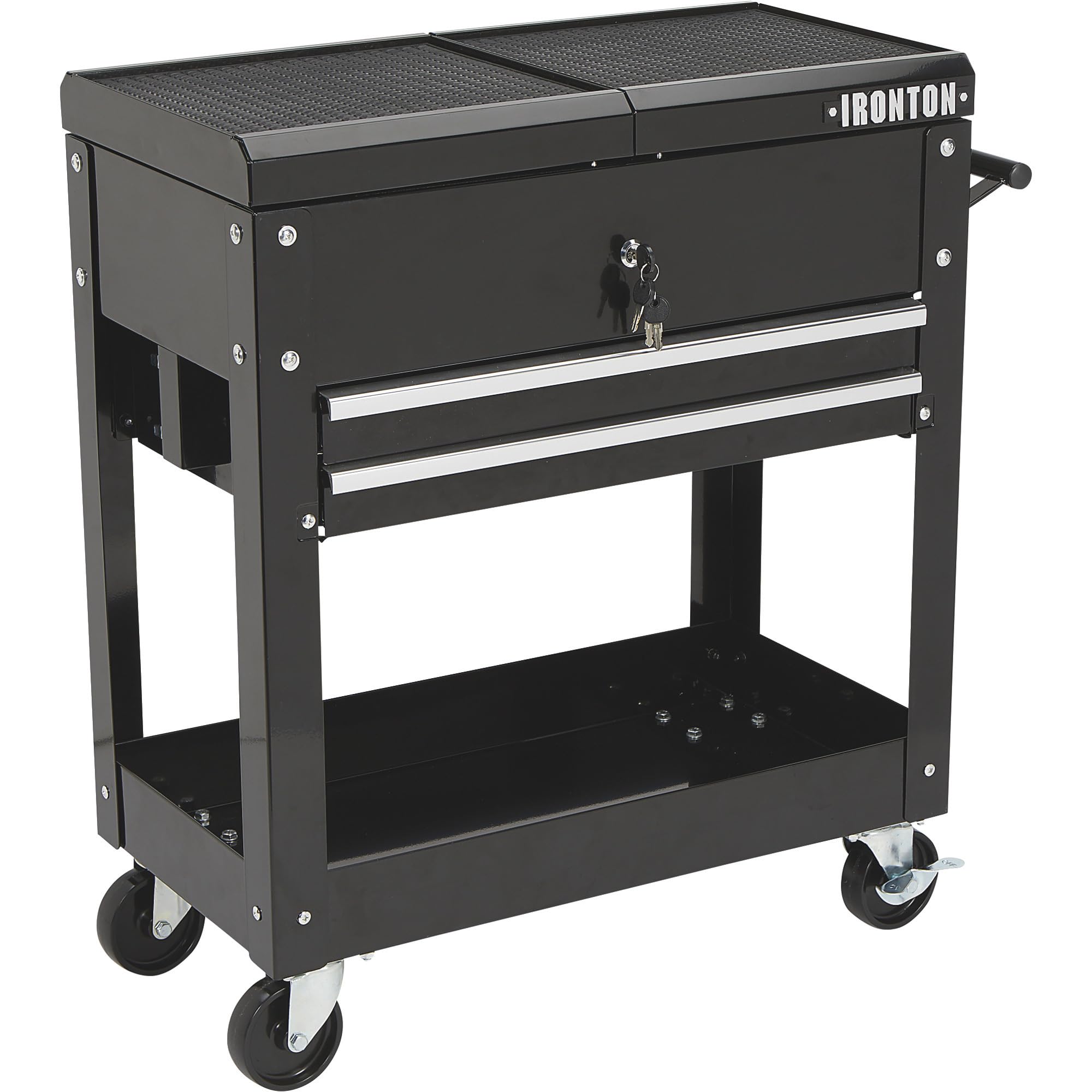 Ironton 28in. 2-Drawer Tool Cart - 30-1/2in.L x 14-1/2in.W x 33in.H, 350-Lb. Capacity